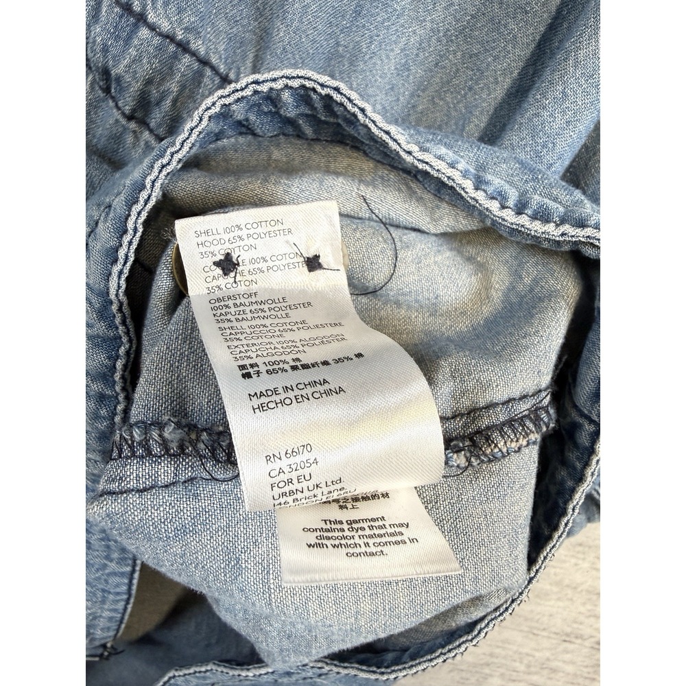 Anthropologie Pilcro Kimono Chambray Jacket XS/S Blue Hooded Oversized Boho - Picture 6 of 8